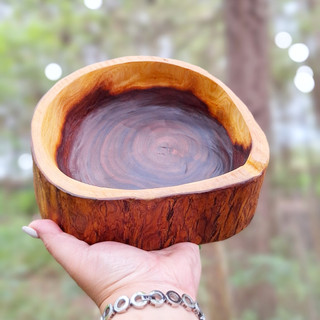 کاسه دفُرمه چوبی دور طلایی پوستی